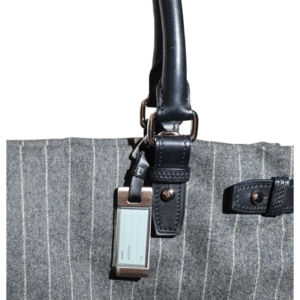 TUMI Chatham East West Satchel Bag Gray Pinstripe Wool & Leather MSRP $495 Italy - Picture 4 of 16